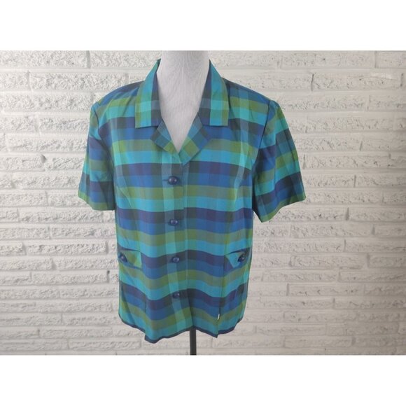 Sag Harbor Tops - Sag Harbor Women Shirt 18 Plus Shacket Jacket Button Up Collar Casual PLA89E